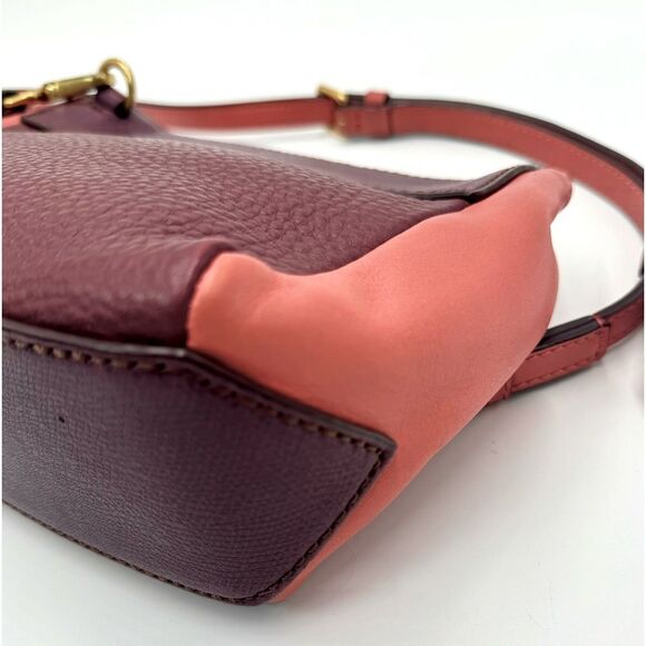 Auth Marc Jacobs Color block Maroon Deep Peach Small Shoulder Bag - Picture 10 of 12